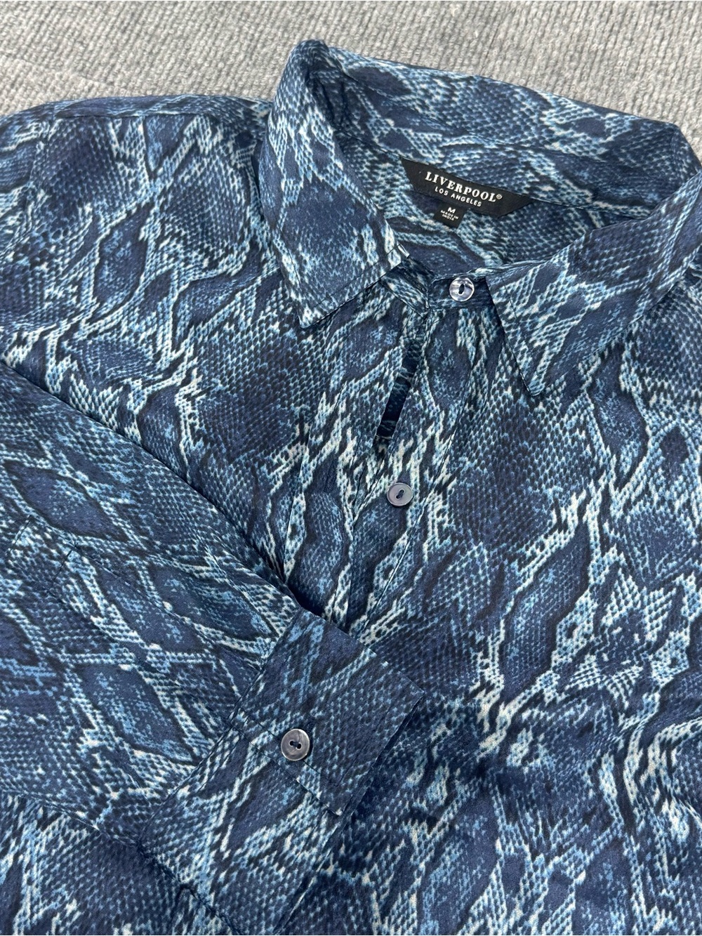 Liverpool Los Angeles Python Blouse Indie Sleaze Whimsigoth Office Siren Blue M